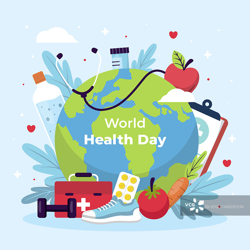 世界健康日扁平风插画图片素材
