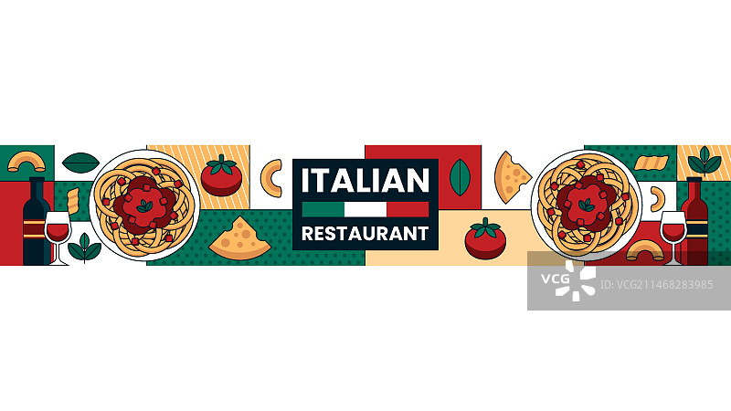扁平风格意大利餐厅YouTube频道封面图片素材