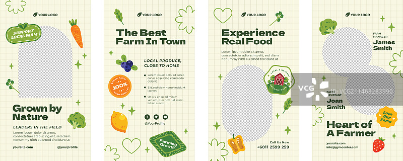 扁平风格农场生活方式Instagram快拍图片素材