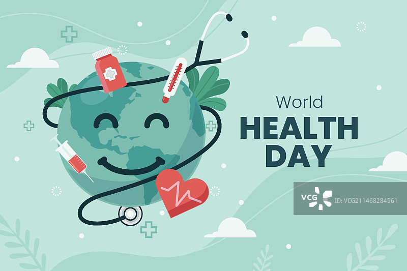 扁平风格世界健康日庆典背景图片素材