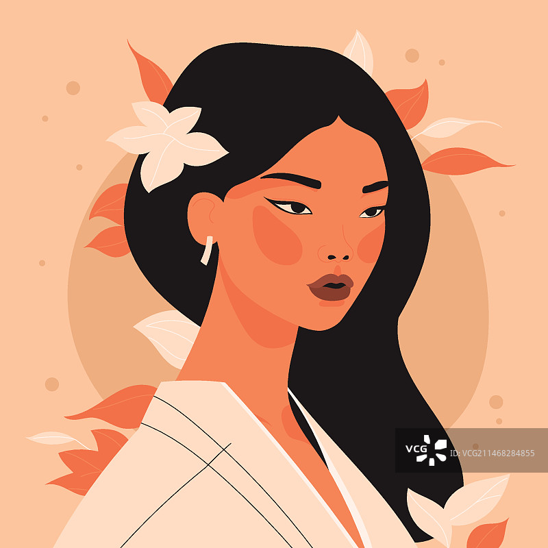 手绘民族美女插画图片素材