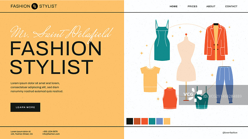 扁平风时尚造型师着陆页图片素材