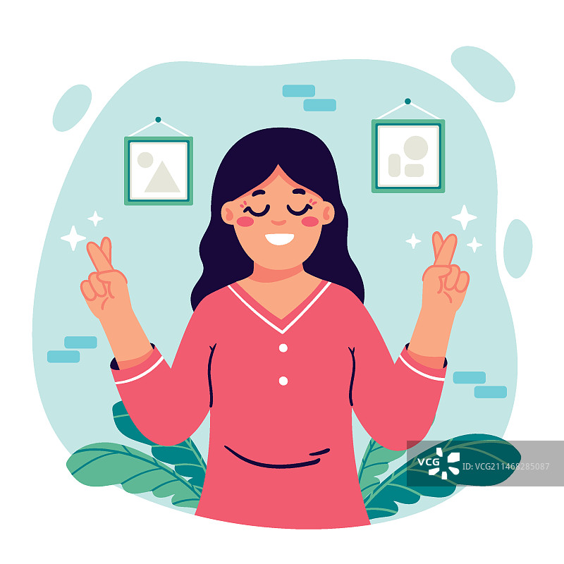 手绘交叉手指插画图片素材