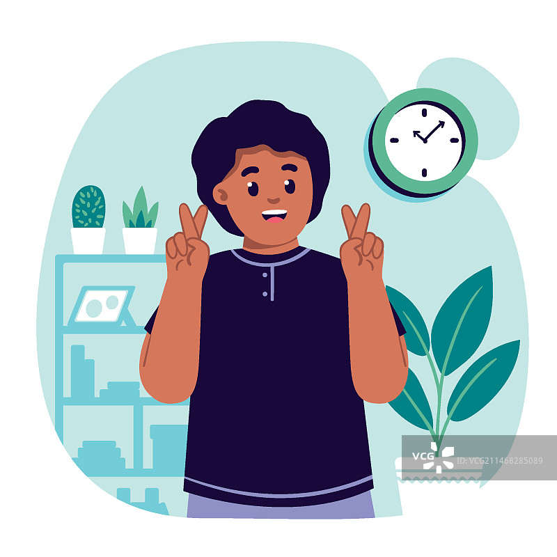 手绘交叉手指插画图片素材