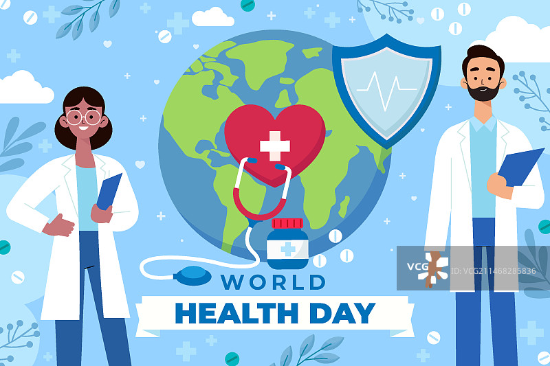 扁平风格世界健康日庆典背景图片素材