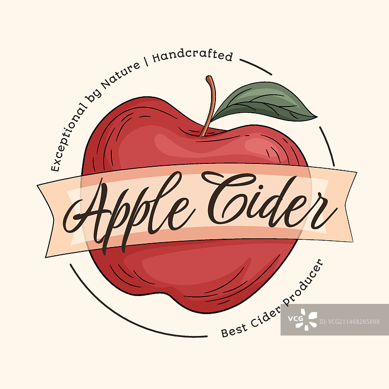 苹果酒饮品手绘logo模板图片素材