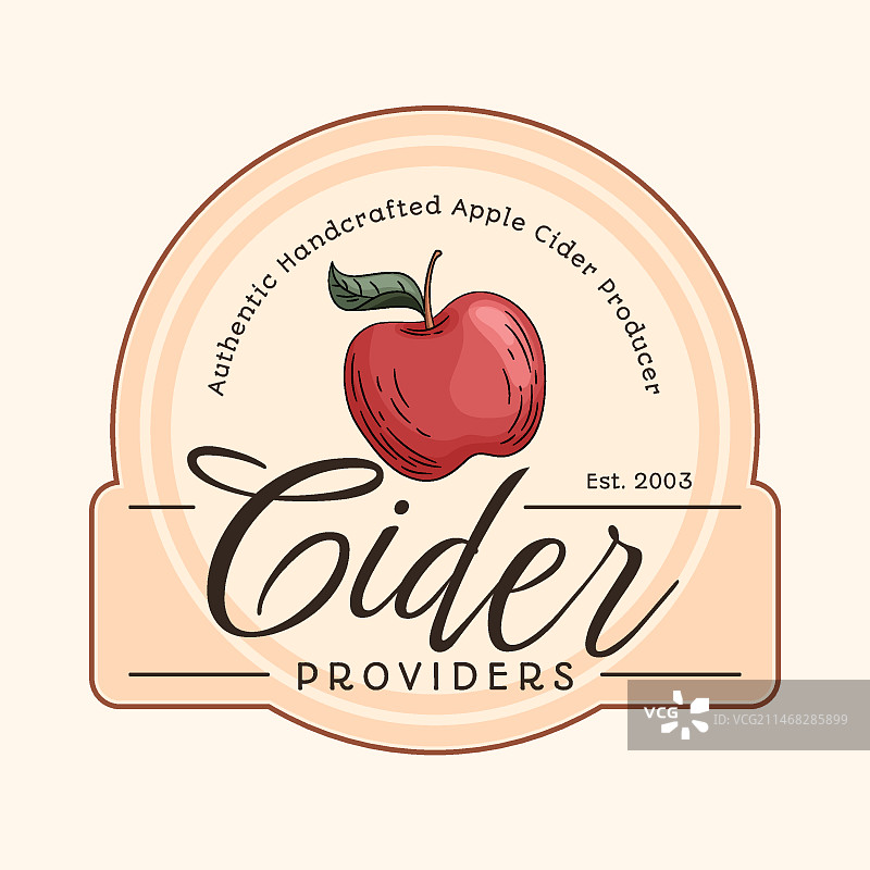 苹果酒饮品手绘logo模板图片素材