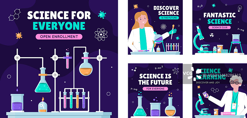 手绘科学主题Instagram帖子图片素材