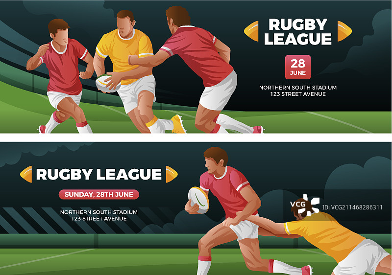 渐变橄榄球运动员横幅图片素材