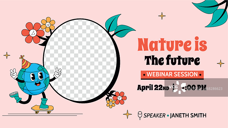 地球日庆祝活动的扁平网络研讨会模板图片素材