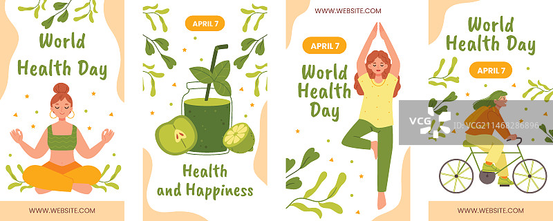 世界健康日庆祝活动扁平Instagram快拍合集图片素材