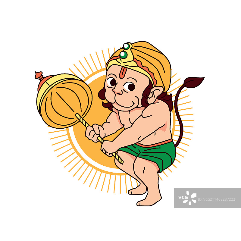 手绘哈努曼·贾扬蒂节插画图片素材