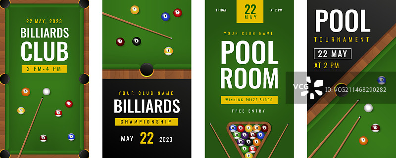 Instagram快拍集锦，适用于台球俱乐部和桌球游戏图片素材