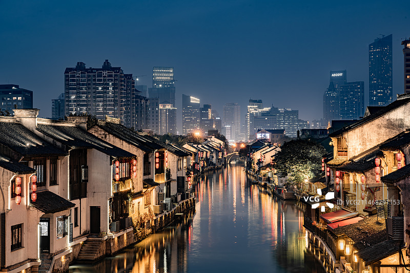 无锡南长街古运河夜景图片素材