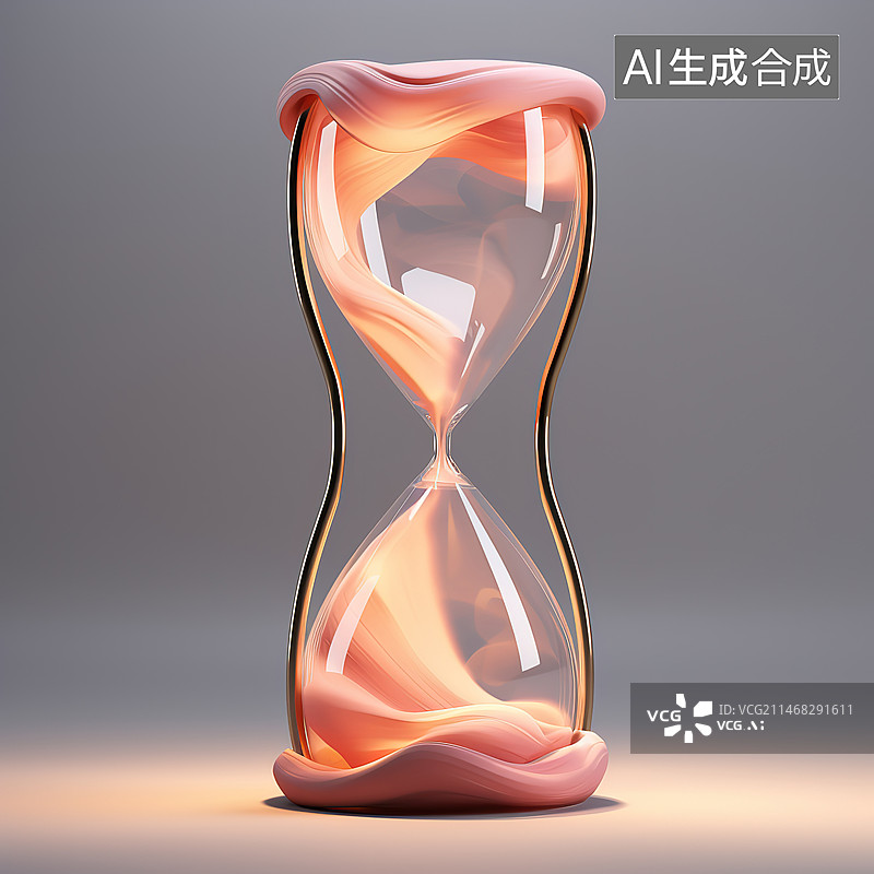 【AI数字艺术】灰色背景下沙漏的特写镜头图片素材
