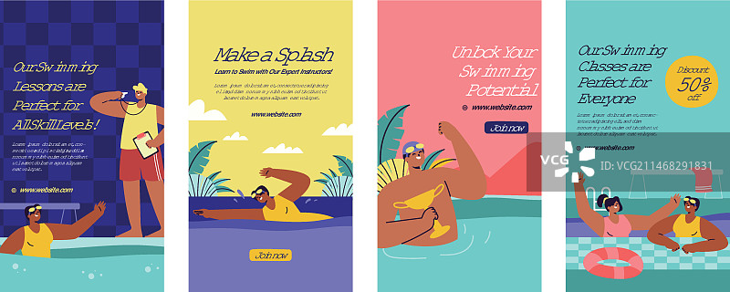 游泳课程学习Instagram故事集锦图片素材