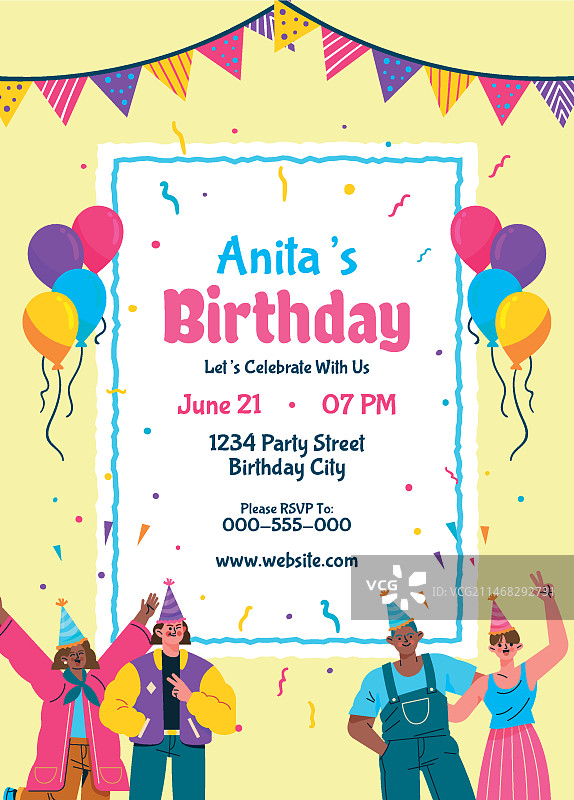 生日派对庆祝活动竖版海报模板图片素材