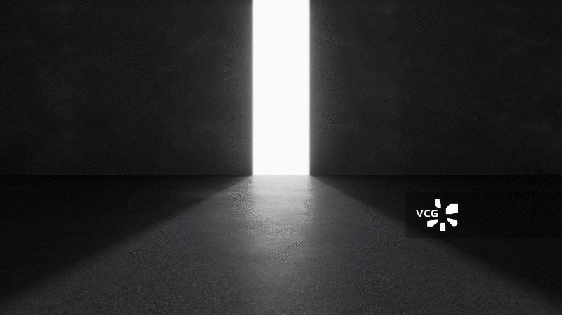 黑暗的房间开启的大门3D渲染图片素材