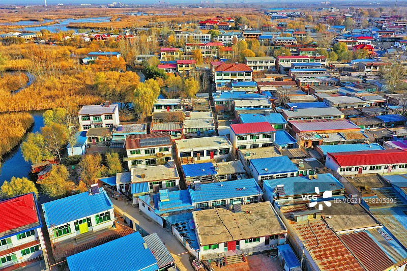 华北明珠白洋淀世外桃源美画卷 （雄安新区安新县赵庄子梦里水乡）图片素材