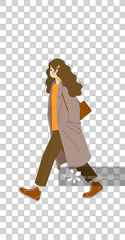 秋冬美拉德装扮步行女孩图片素材