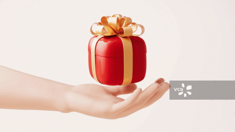 手部拿着的礼物盒循环动画3D渲染图片素材