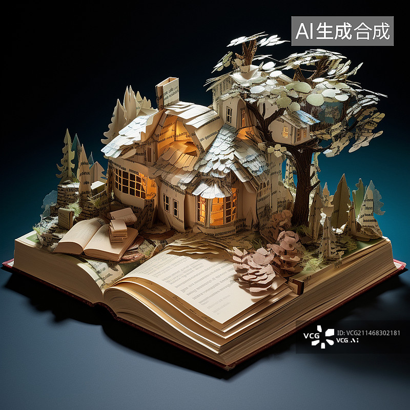 【AI数字艺术】立体书打开是个家图片素材