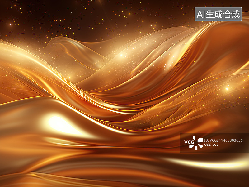 【AI数字艺术】金色绸缎缎光背景图片素材