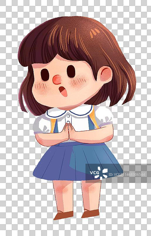 穿校服鼓掌的女孩图片素材