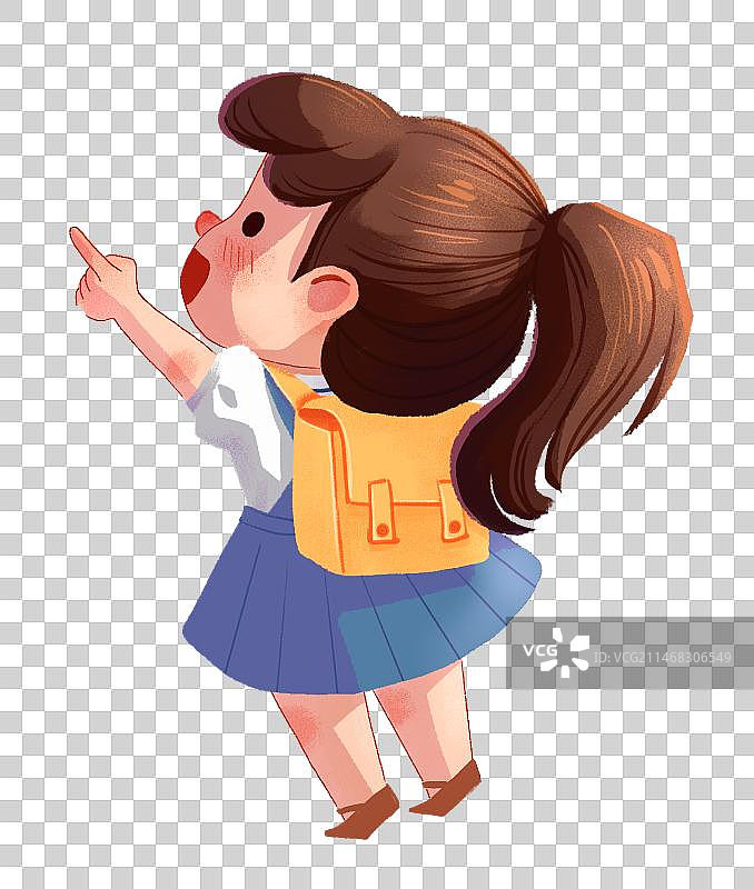 穿校服背面踮脚尖的女孩图片素材