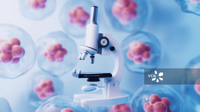 显微镜与细胞背景3D渲染图片素材