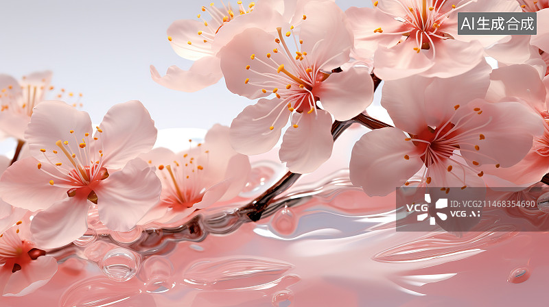 【AI数字艺术】春天盛开的粉色杏花图片素材