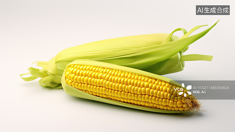 【AI数字艺术】白色背景上的玉米特写镜头图片素材