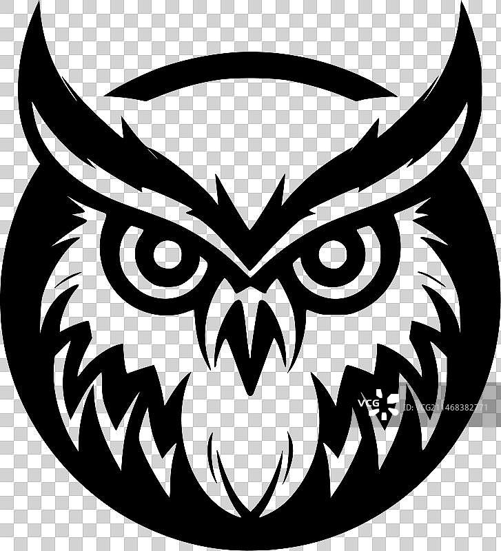 猫头鹰-黑色和白色孤立的图标图片素材