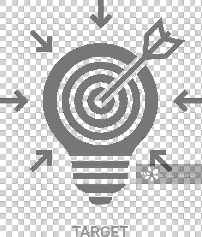 灯泡和带箭头的靶板图标图片素材