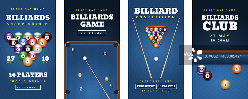 Instagram快拍集锦，适用于台球俱乐部和桌球游戏图片素材