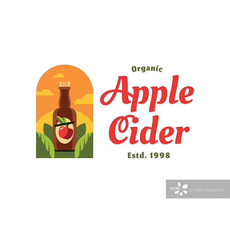 扁平风格苹果酒标志设计图片素材