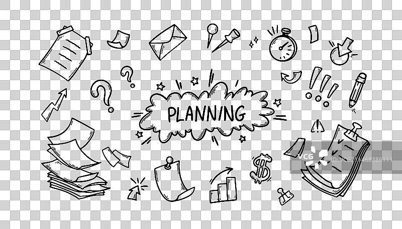 手绘商务办公涂鸦元素素材图片素材