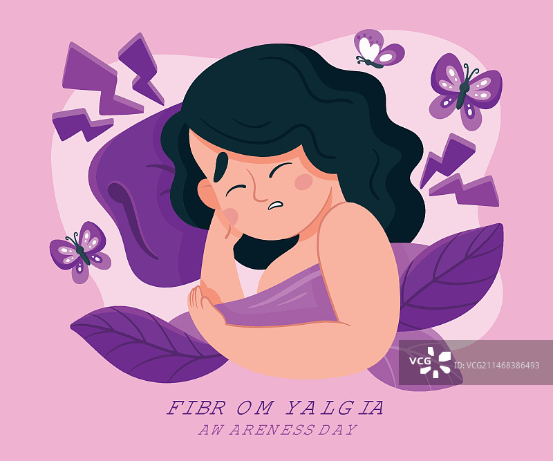 扁平风格插画：纤维肌痛症宣传日图片素材