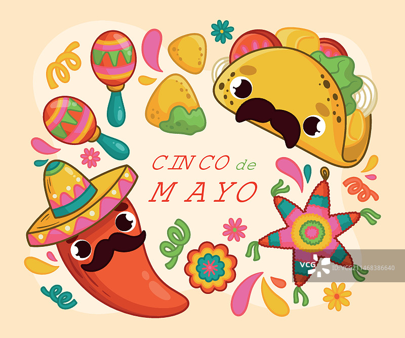 五月五节手绘插画图片素材