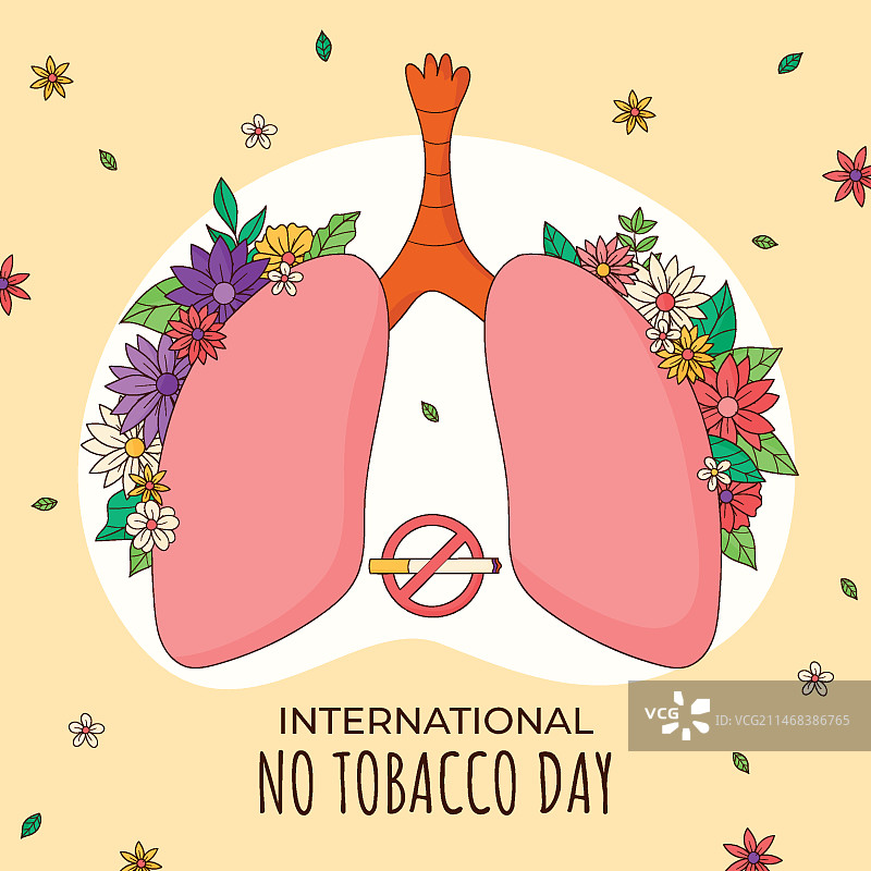 世界无烟日手绘插画图片素材