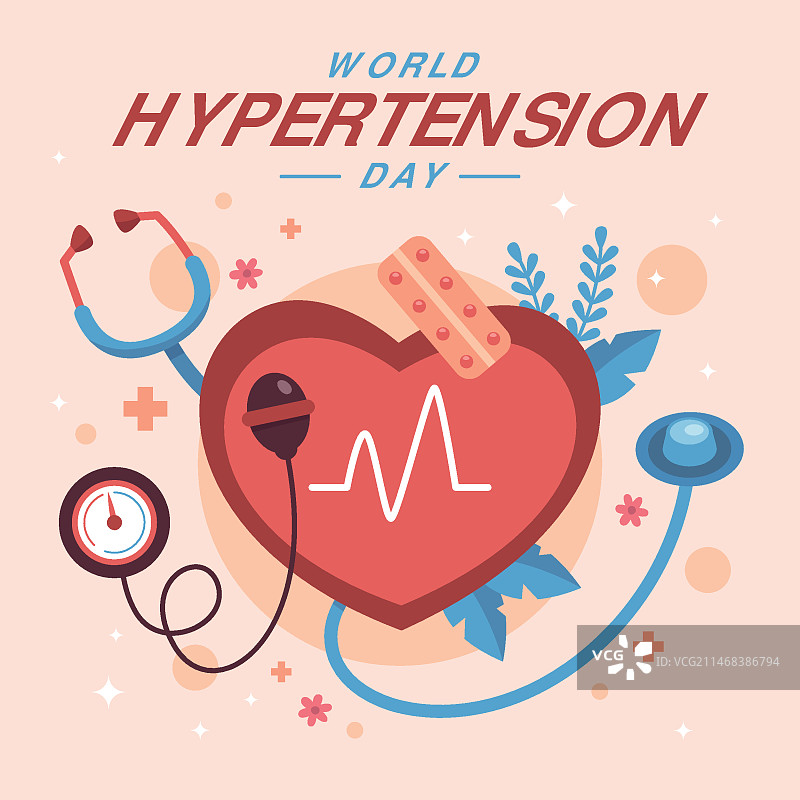 世界高血压日扁平插画图片素材