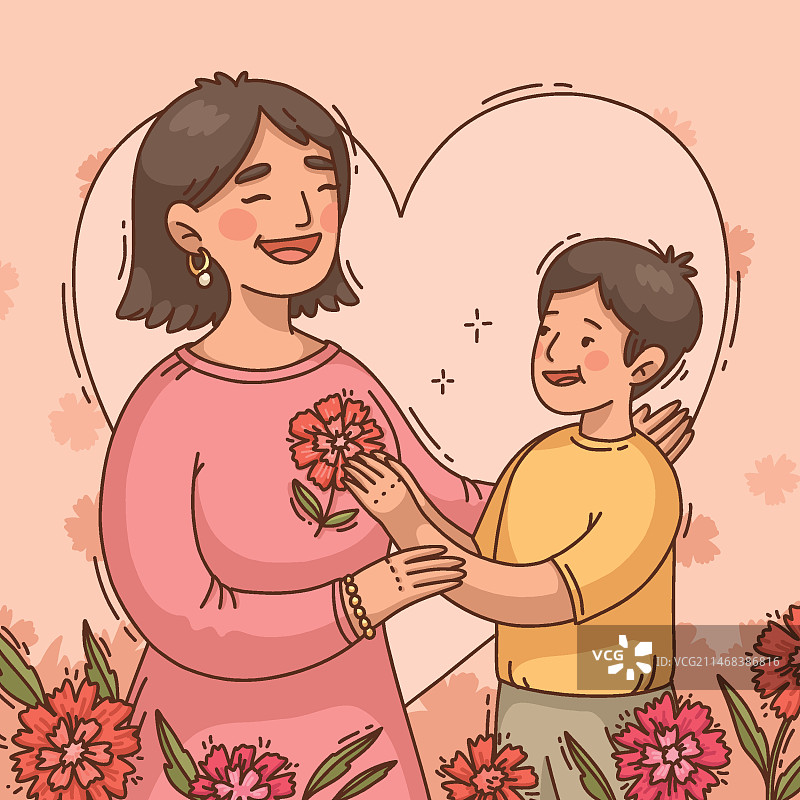 韩国的父母节庆祝活动手绘插图图片素材