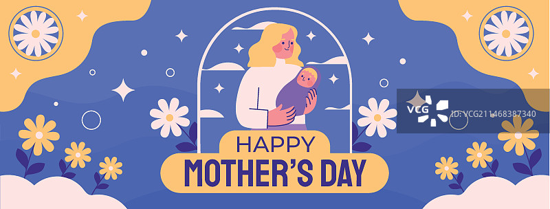 母亲节庆祝活动的扁平社交媒体封面模板图片素材