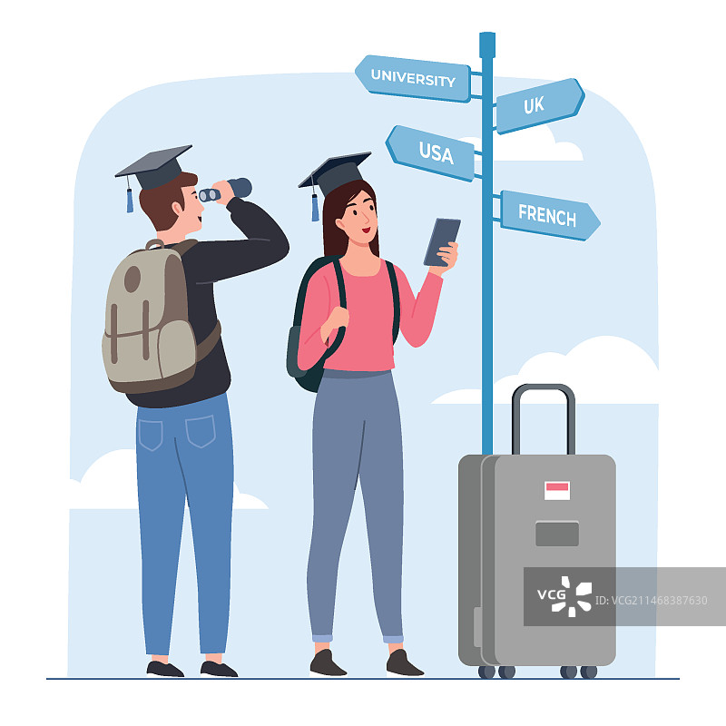 扁平风格留学插画图片素材