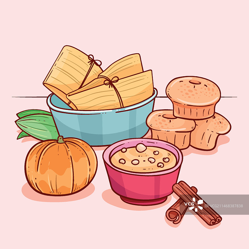 手绘Comida Junina节庆插画图片素材