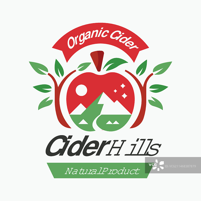 扁平风格苹果酒标志设计图片素材