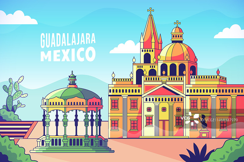 手绘瓜达拉哈拉插画图片素材