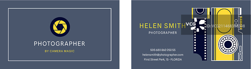 扁平风格摄影师名片模板图片素材