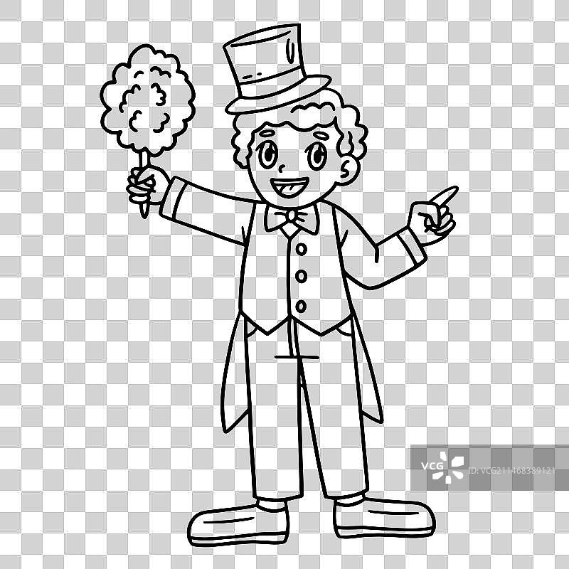 出售棉花糖的马戏团小贩（着色图）图片素材