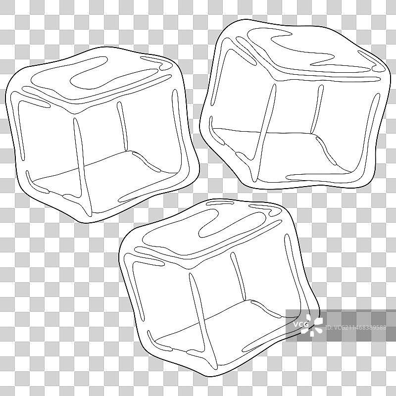 黑白冰块填色页图片素材